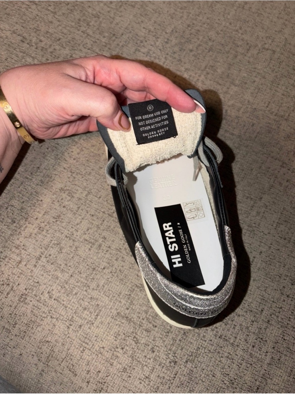 Golden Goose Black Leather Sneakers with Silver Star - Picture 5 of 6